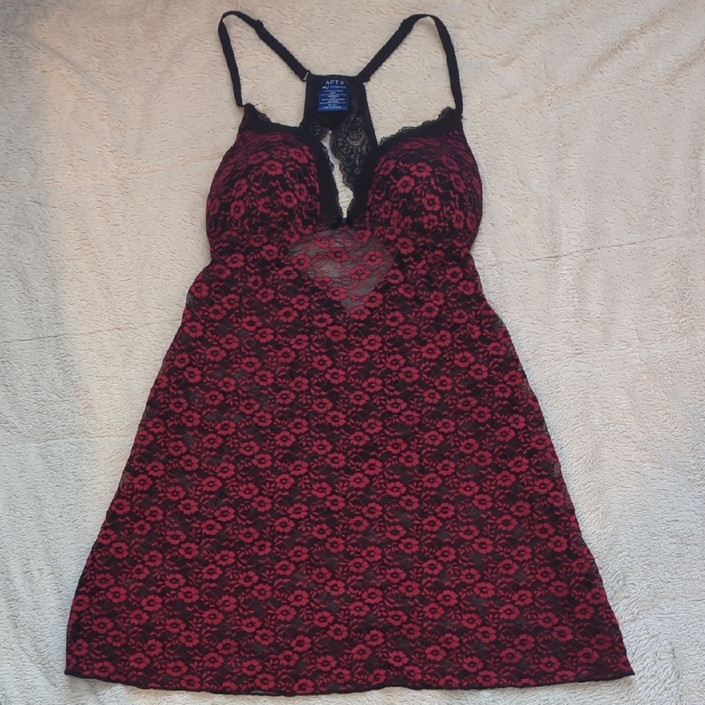 Apt. 9 Black and Red Lace Chemise